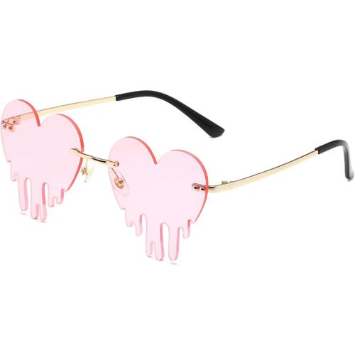 C Ur Rose Lunettes De Soleil Vintage Tendance Et Amusantes - En M¿¿Tal - Sans Monture - Pour Homme Et Femme - Style Punk