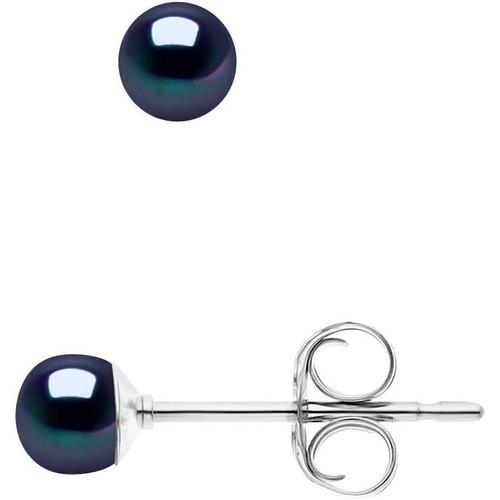 Pearls & Colors - Boucles D'oreilles V¿¿Ritables Perles De Culture D'eau Douce Boutons - Coloris Black Tahiti - Qualit¿¿ Aaa + -