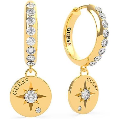 Or Boucles D'oreille Femme - 32014010 - Compass Coin - Acier Inoxydable - Cristal Swarovski