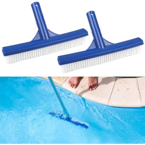 Têtes de brosse de mur de piscine en plastique de brosse de piscine de 10 pouces pour le Spa d'étang 2 têtes de brosse de nettoyage de piscine bleu blanc 20.5*7.4cm