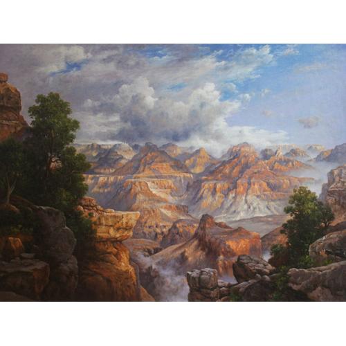 Repro Thomas Moran Huile Paysage Peinture Sur Toile Grand Canyon Signée