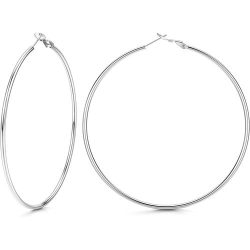 30mm Boucles D'oreilles Cr¿¿Oles Argent Pour Femme Boucles D'oreilles Creole Grande Hypoallerg¿¿Nique Sterling 925 Huggie Cr¿¿Oles