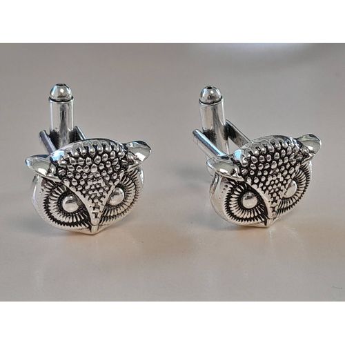 Boutons De Manchettes Hibou De Couleurs Argent Et Noire Pour De L'élégance Et De L'originalité...