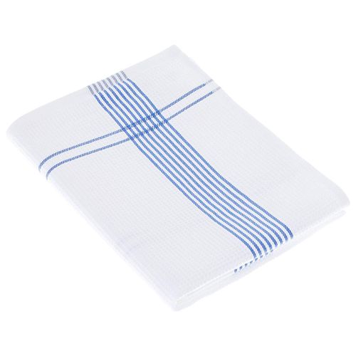 Torchon De Cuisine 50x70 Cm Nid D'abeille Waffle Piquet Blanc Filet Bleu