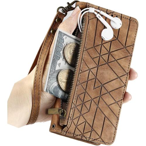 Tnz Coque Étui Portefeuille Pour Samsung Galaxy A13 5g Géométrique Housse En Cuir Fentes Pour Cartes Fermoir Magnétique Stand Flip Fermeture Éclair Wallet Cover