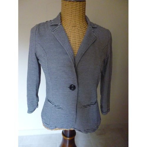 Veste Élégante Marine/Blanc