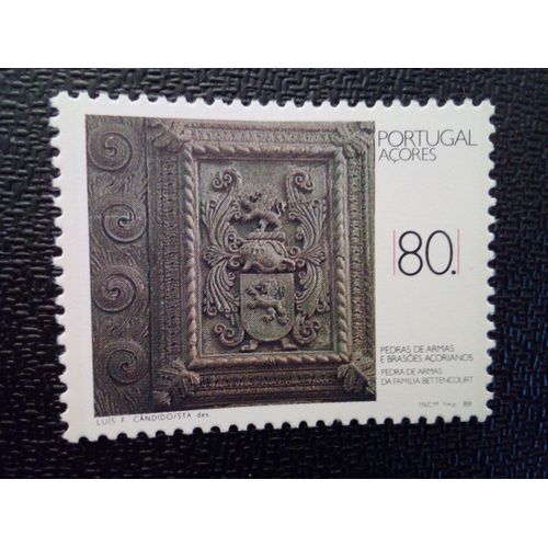 Timbre Açores Yt 386 Armoiries De La Famille Bettencourt 1988 ( 011012 )