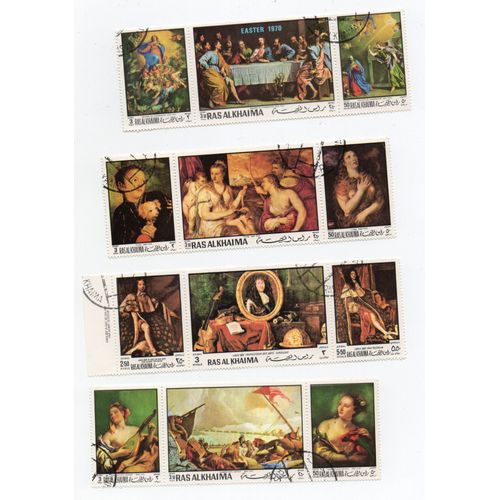 Ras Al Khaïma ( Emirats)- Lot De 4 Blocs Timbres Oblitérés- Tableaux