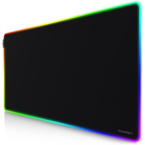 Noir 1200x600 Noir 1200x600 - RGB Tapis de Souris Gaming XXL 120 x 60 cm - LED Lumineuse Tapis de Souris Multicolore 11 Modes - 1200