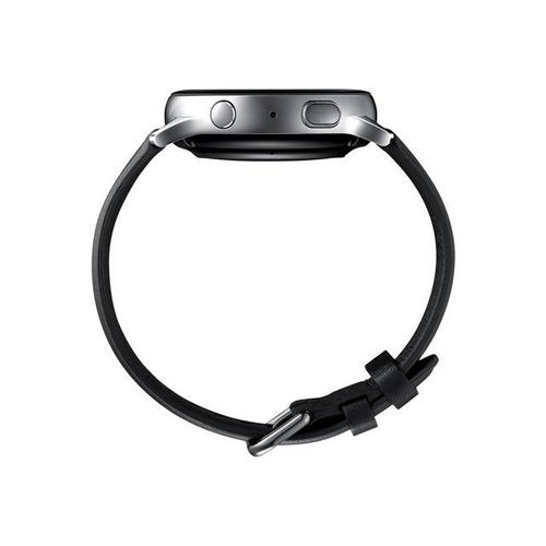 Samsung Galaxy Watch Active 2 - 40 Mm - Acier Inoxydable Argent - Montre Intelligente Avec Bracelet - Cuir - Noir - Affichage 1.2" - 4 Go - Wi-Fi, Lte, Nfc, Bluetooth - 4g - 37 G