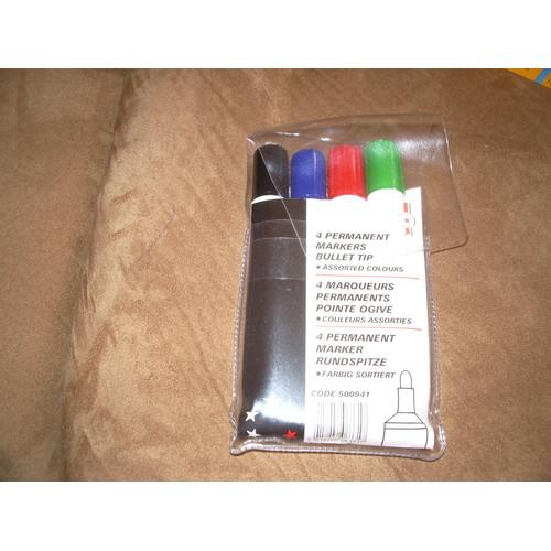 Lot De 4 Marqueurs Permanents Couleurs Assorties