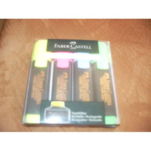 Lot De 4 Surligneurs Faber-Castell Rechargeables Sans Pvc