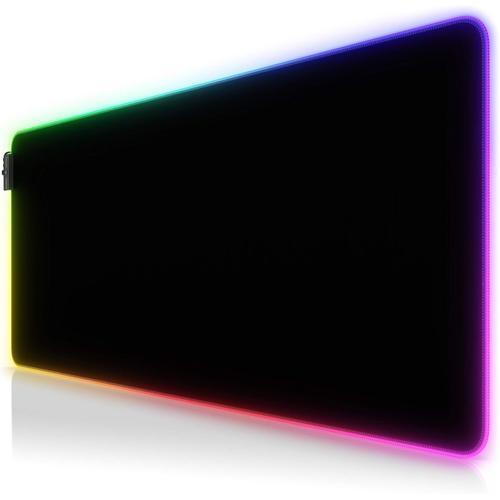 Noir 2 Noir 2 - RGB Tapis de Souris Gaming XXL - LED Lumineuse Tapis de Souris Multicolore 11 Modes - 900 x 400mm - Surface