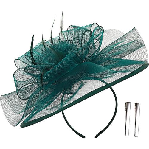 Vert L Fascinatrices Chapeau Bandeau- 11",8 Pouces De Longueur Fascinatrices Go Ter Headband Pour Femme,Chapeau Pour Mariage,