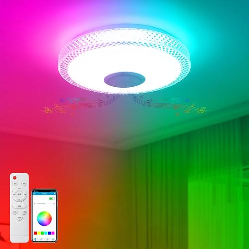 Rond 30w Plafonnier Led Dimmable",4000lm Haut-Parleur Bluetooth,Changement De Couleur Rgb App Contr Le, 30cm,"Moderne Led