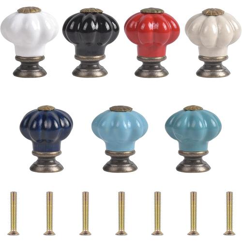 Lot de 7 Bouton de Porte Ceramique Poignée de Porte Porcelaine Bouton de Meuble de Cuisine Vintage Bouton de Commode,Boutons de Portes pour Placards,Tiroirs 23mm