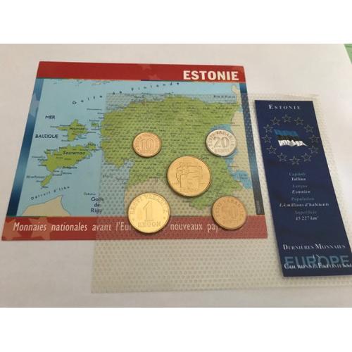 Lot 5 Monnaies En Kit Estonie 1 À 50 Krooni Avant L'euro