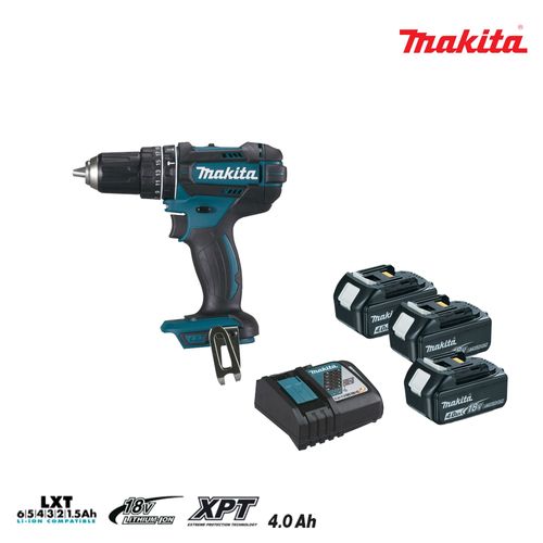 Perceuse visseuse à percussion MAKITA 18V - 3 batteries BL1840 3.0Ah - 1 chargeur rapide DC18RC - DHP482RM3J