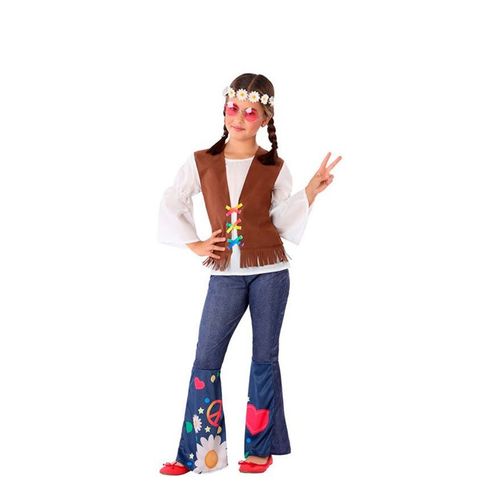 Déguisement Hippie Avec Gilet Pour Fille (Taille 7-9a)