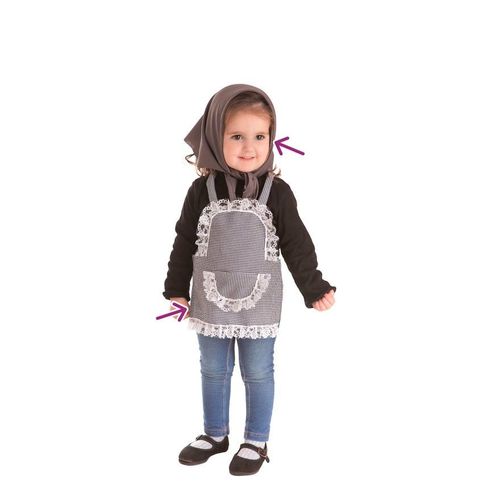 Kit Vichy Chestnut Pour Fille: Tablier Et Mouchoir (Taille 11-13a)