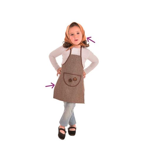 Kit De Marrons D'automne Pour Fille: Tablier Et Mouchoir (Taille 7-9a)