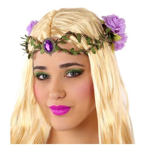 Tiara Avec Branches Et Fleurs Violettes (Taille Unique Adulte)