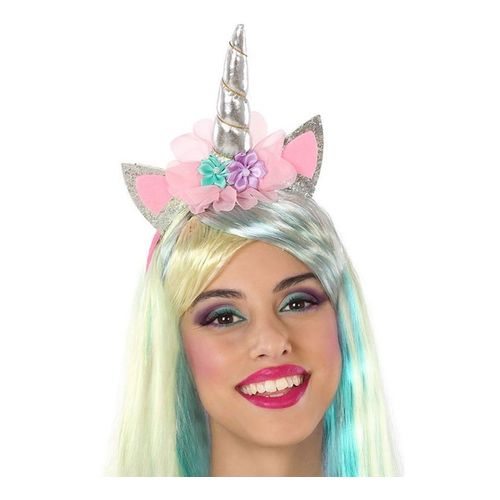 Bandeau Licorne Avec Fleurs Et Oreilles Rose
