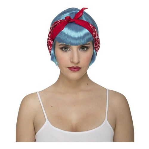 Perruque Bleue Avec Écharpe