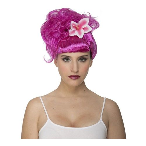 Perruque Chanteuse Fuchsia Collectée Avec Flor