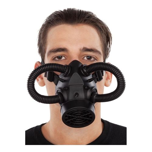 Masque ? Gaz Steampunk Noir Avec Tubes (Taille Unique Adulte)