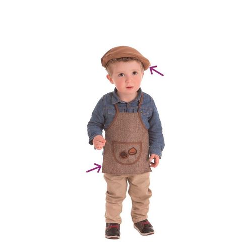 Kit De Châtaignes D'automne Pour Bébé: Tablier Et Béret (Taille 6-12m)