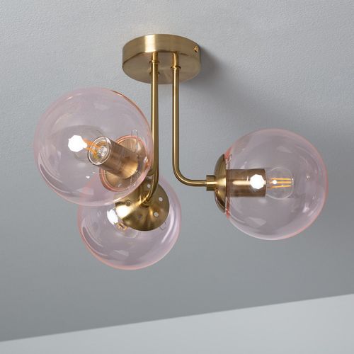 Plafonnier Métal Et Verre Moonlight Brass 3 Spots Rose