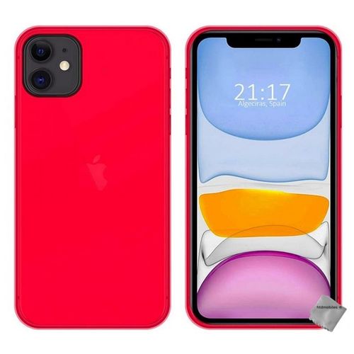 Housse Etui Coque Pochette Silicone Gel Fine Pour Apple Iphone 11 + Verre Trempe - Rouge
