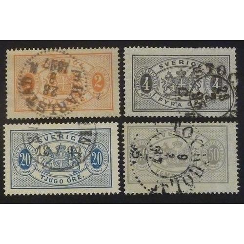 Suède Service Oblitéré Y Et T N° 15 À 18 Lot De 4 Timbres De 1891