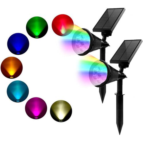 2pcscolorful Spots Solaires Extérieurs, 2 En 1 Spots Extérieurs, Sécurité Étanche, Avec 3 Modes Lampes Solaires,2pcscolorful-7led