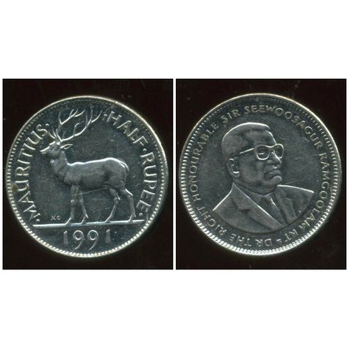 Half Rupee Mauritius 1991