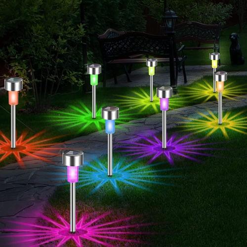 Multicolore Lampes Solaires Jardin 10 Pièces Lumière Solaire Extérieur Étanche Paysage Lampe Éclairage Pour Chemins Lumière