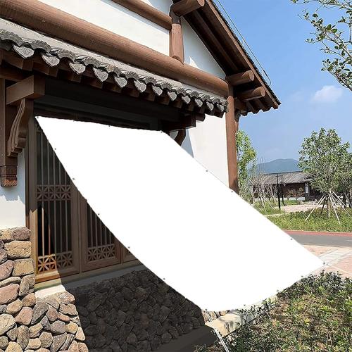 Blanc Voile D'ombrage Imperméable 170x260cm Extérieur Terrasse Camping Brise-Vue Pour Balcon Bloque 95% Rayons Uv Installation