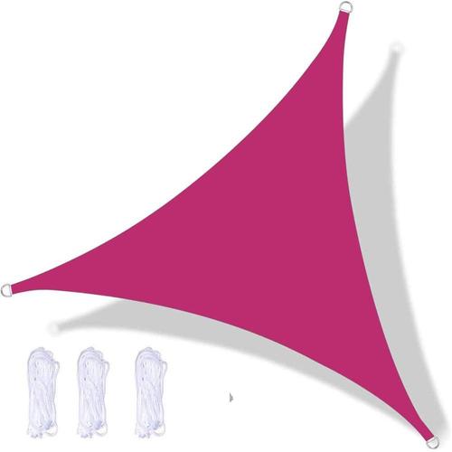 Rose Rouge Voile D'ombrage Triangulaire, Store Pare-Soleil Étanche, Protection Uv, Pour Jardin Extérieur Terrasse Cour, Avec Corde