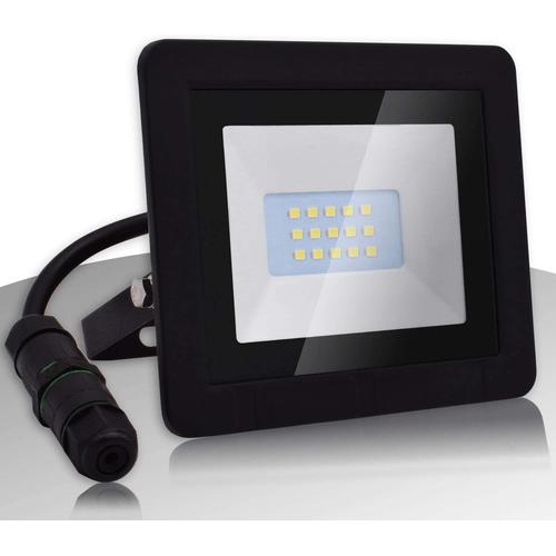 Blanc Projecteur Led 10w | Projecteur Extra Plat Ip65 | Extérieur Et Intérieur | Connecteur Ip65 Inclus | Lampe D'extérieur 3000k