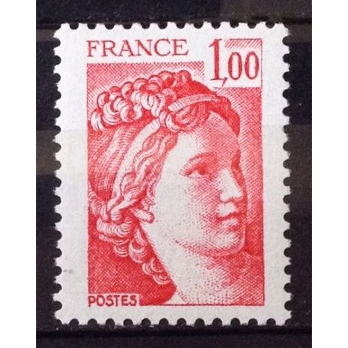 Sabine 1,00 Rouge Gomme Tropicale (Mate) Sans Bande De Phosphore (Impeccable N° 1972c) Neuf** Luxe (= Sans Trace De Charnière) - Cote 5,00 - France Année 1978 - N16295