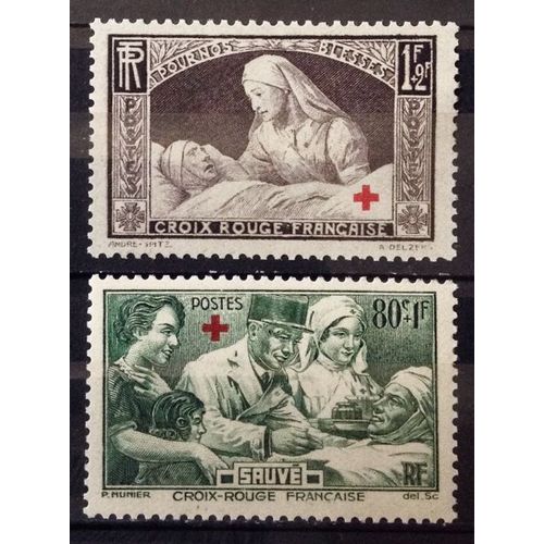 Série Croix Rouge 1940 - Au Profit Des Blessés - N° 459 + 460 Neufs* - Cote 12,50 - France Année 1940 - N23539