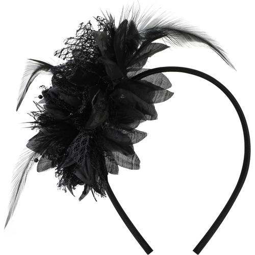 Noir Bandeau Plumes De Fleur Artificielle, Années 1920 Fascinateur Plumes Pour Femmes, Vintage Serre Tete Plumes Noir, 1920s