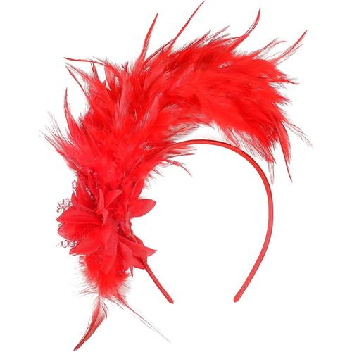 Rouge Bandeau Plumes, Années 1920 Fascinateur Plumes Pour Femmes, Vintage Serre Tete Plumes Rouge, Fleur Artificielle Accessoires