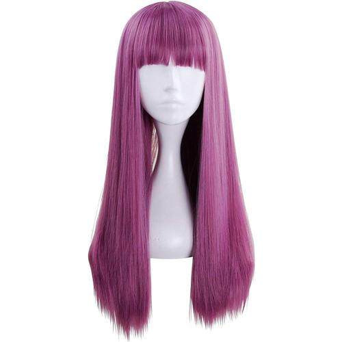 Purple Ani·;Lnc Long Straight Violet Perruques Cheveux Cosplay Synthétique Pour Les Femmes