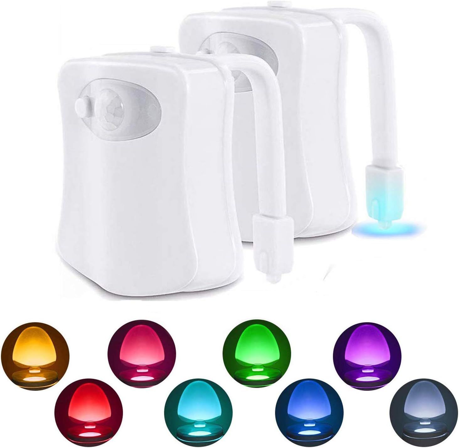 Multicolore 2 Pc Lampe Toilette Veilleuse Led Mouvement Détecteur Eclairage Wc Led Pour Salle De Bain Seau D'aisances, Cabinet,