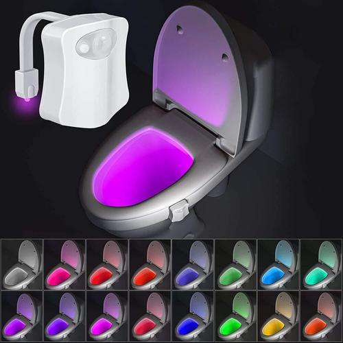 Moderne 16 Couleurs Changement Lumiere Cuvette WC, Lampe de Toilette Cuvette LED Lampe Automatique Veilleuse Détecteur Mouvement (B)