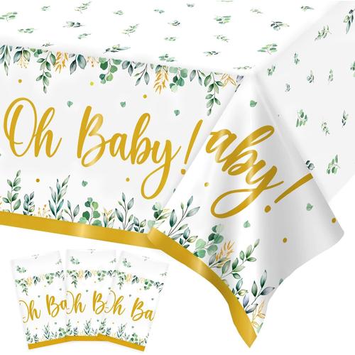 Sauge Verte 2pcs Décoration Baby Shower Nappe Bapteme, 274 X 137cm Baby Shower Vert Sauge Nappe Rectangulaire Oh Baby Thème Pour