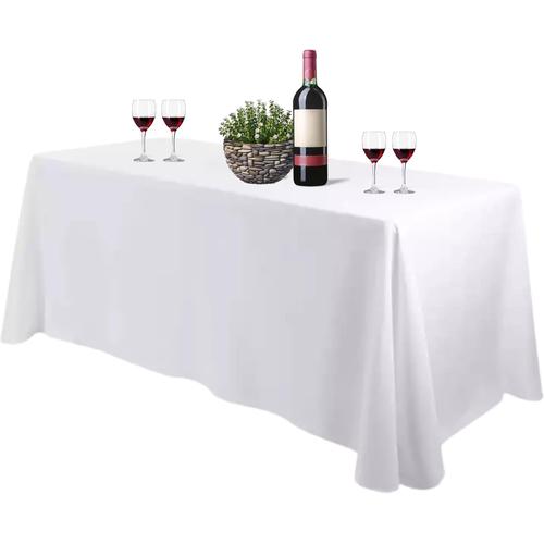 Blanc Nappe rectangulaire Blanche, Grande Nappe Blanche, Nappe XXL, Nappe Blanche Tissu, Polyester, Blanc pour Mariage, evenement,