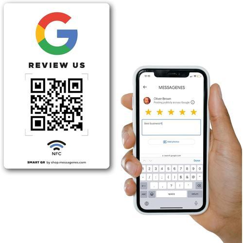 1 Unité | Autocollant Google QR et NFC | 1 Unité 12 x 8 cm | Plaque Autocollant Avis Google | QR Code Google Reviews |